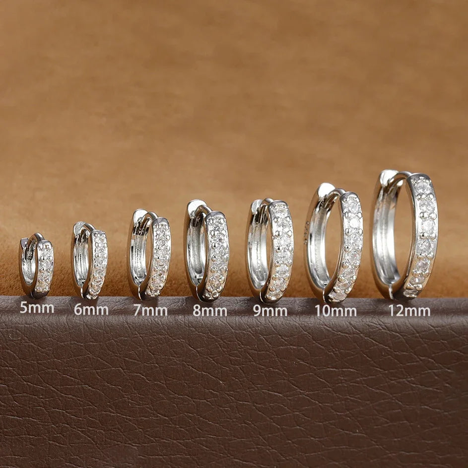 1Pair Stainless Steel Huggie Minimal Hoop Earrings Little Crystal Zirconia Thin Helix Tragus Cartilage Earrings Piercing Jewelry