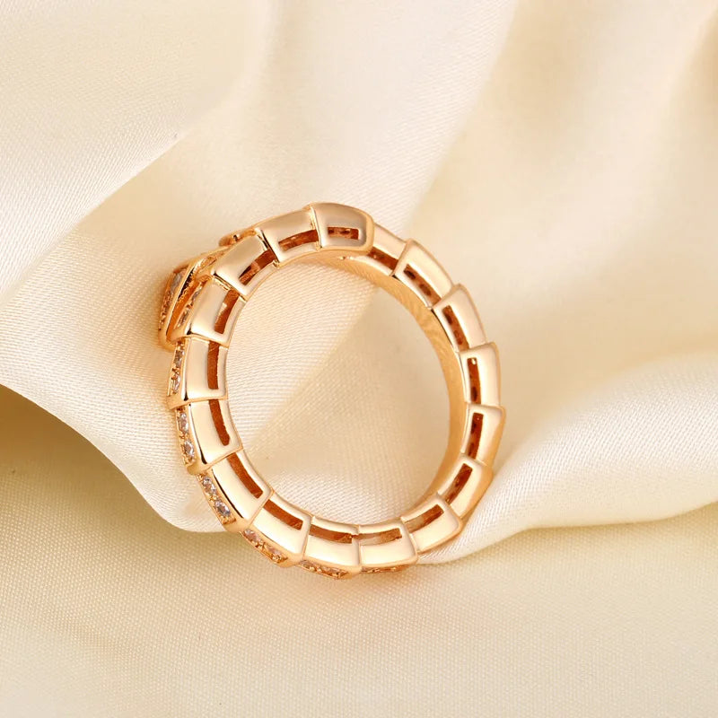 Women's Snake Bone Ring Micro Set Zircon, Full Diamond Sparkly Band, Adjustable Fade Resistant Index Finger Ring Gold Silver