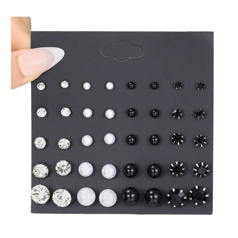 LETAPI 12 pairs/set Female Pearl Earrings Set For Women Bohemian Geometric Stud Earrings for Women Fashion Jewelry Gifts